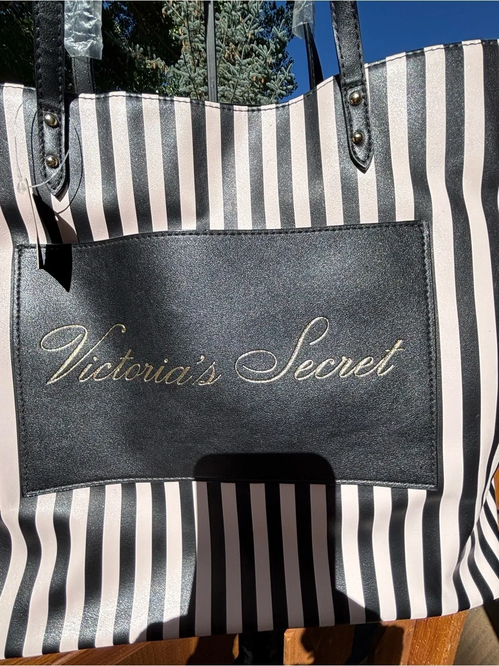 Victoria's Secret Black & White Striped Tote Bag